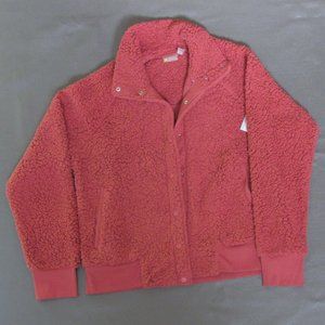 Zella Rust Marsala Snap-Front Faux Shearling Stretchy Jacket NWT Size XL